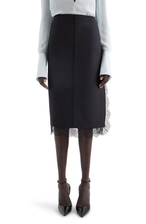 Givenchy Lace Trim Wool & Mohair Skirt 